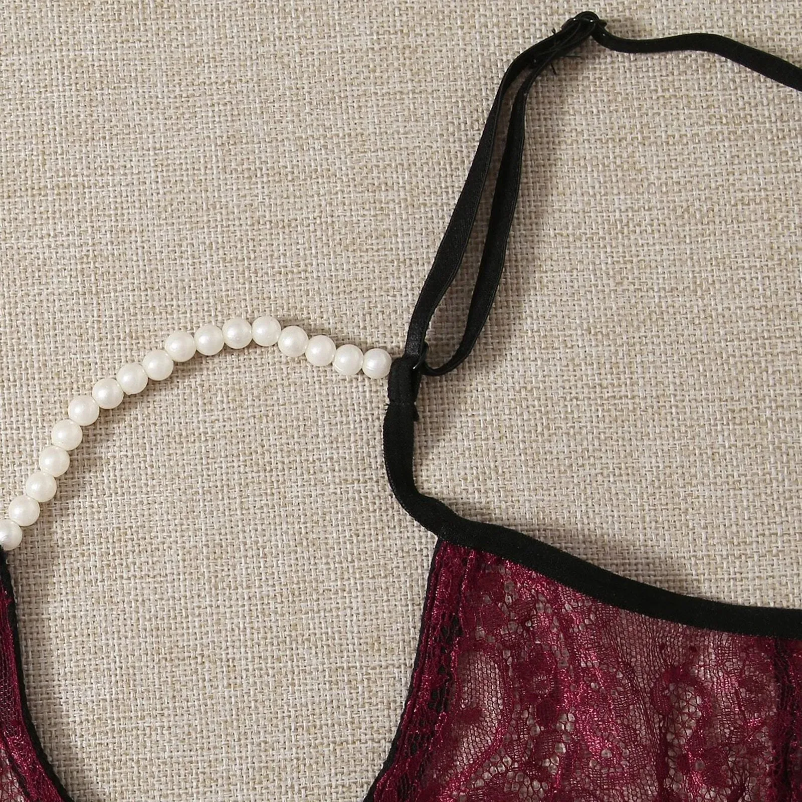 

Classic Wine Thong G-String Bra Set Lingerie Push Up Brassiere Lace Underwear Set Sexy Bandage Panties For Women Underwear