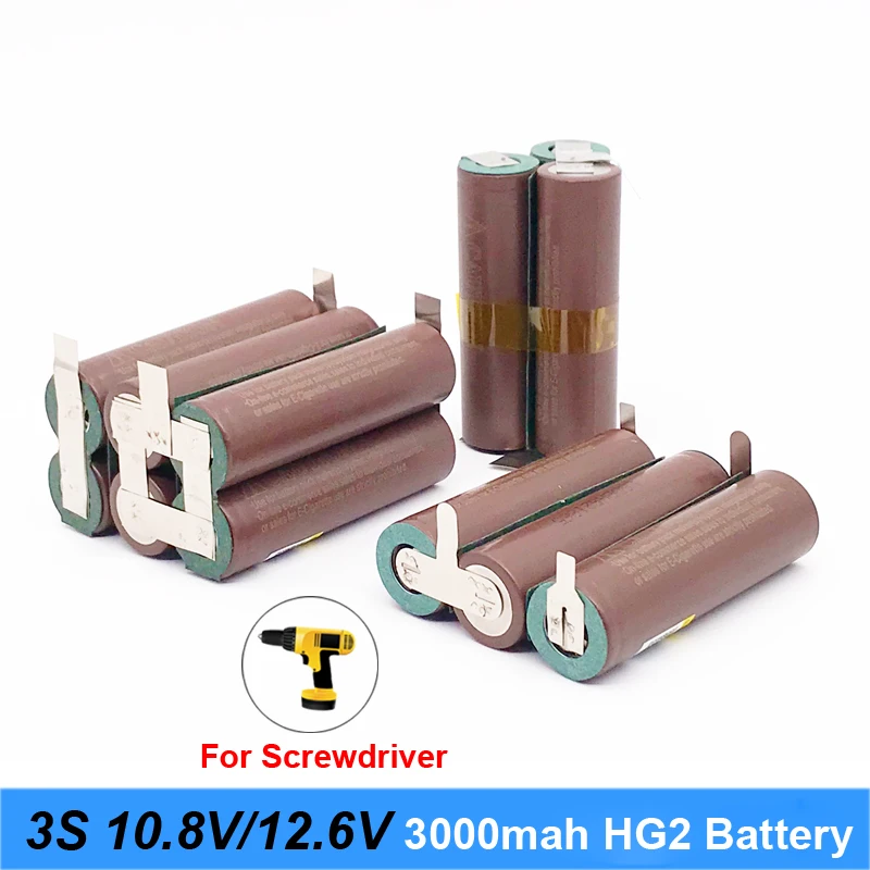 Аккумулятор 18650 hg2 3000 мА/ч 20 А для отвертки 10 8 В 12 6 в аккумулятор со сваркой полоски
