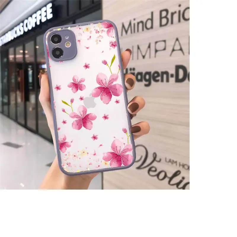 

Dried flowers pink Phone Cases matte transparent For iphone 7 8 11 12 plus mini x xs xr pro max cover