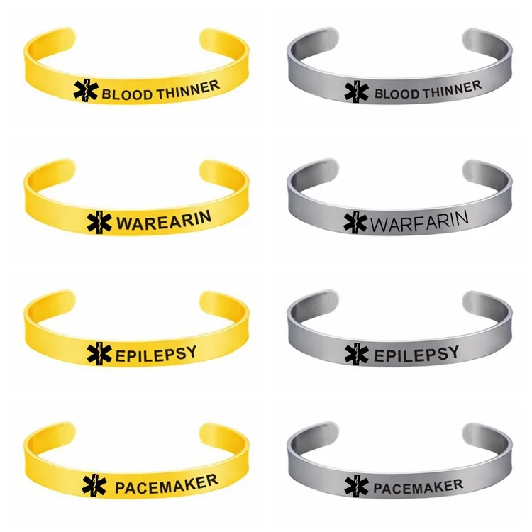 Золотой серебряный цвет медицинские оповещения идентификационные браслеты