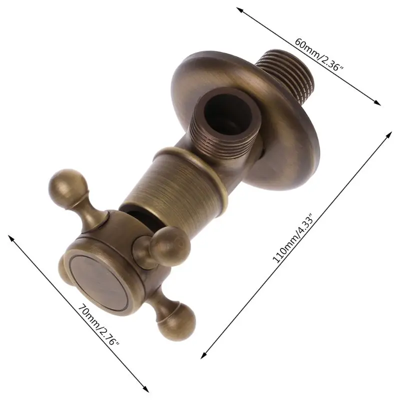 

Antique Brass Triangle Valve 1/2\" Male Thread Water Control Valves Bathroom Angle Stop Valve Dropshipping