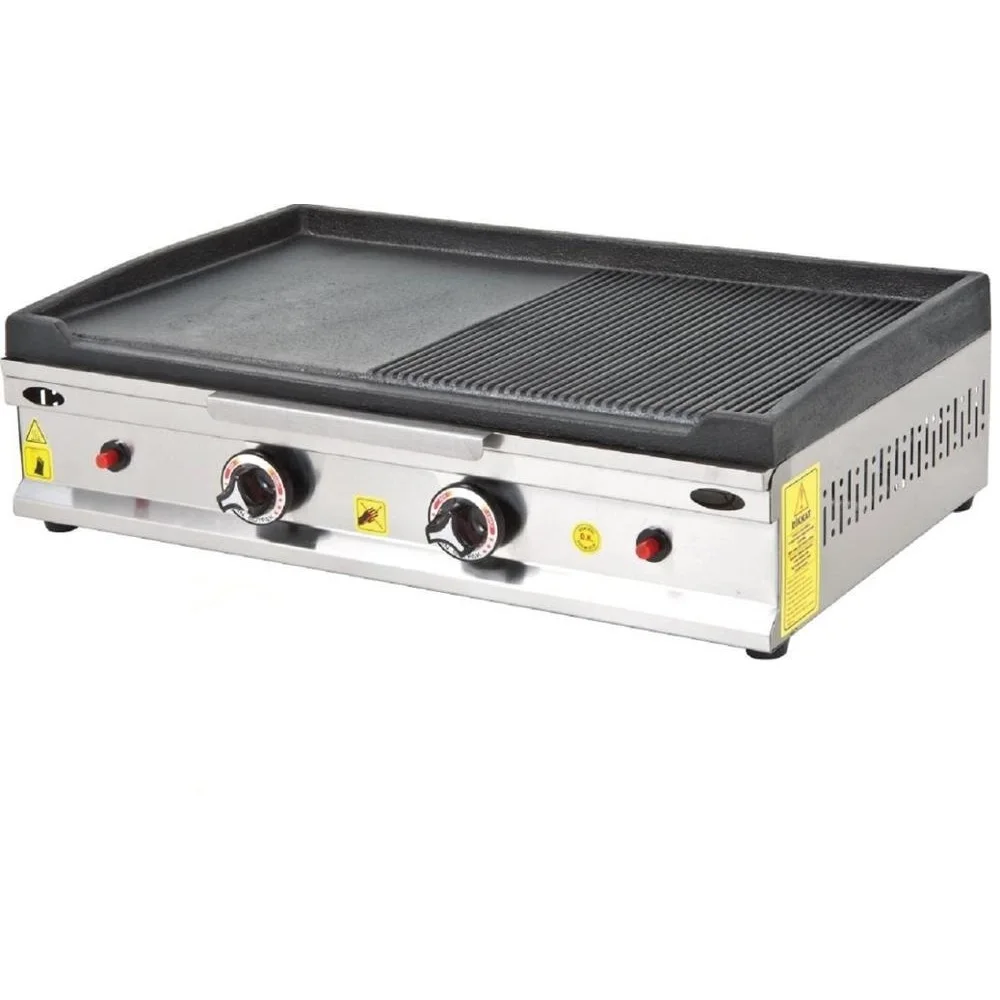 Настольная плита плоский гриль газовая Коммерческая рифленая и плоская чугунная