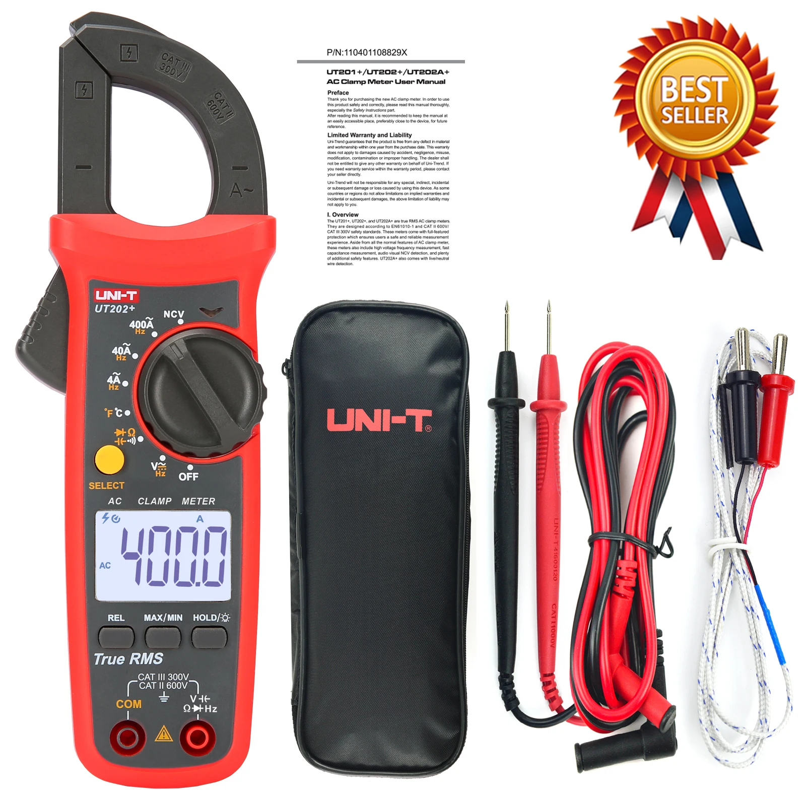 UNI-T UT202+Clamp Multimeter 400A Digital Clamp Meter true RMS High Precision Clamp Multimete vc6056a victor digital clamp meter victor 6056a