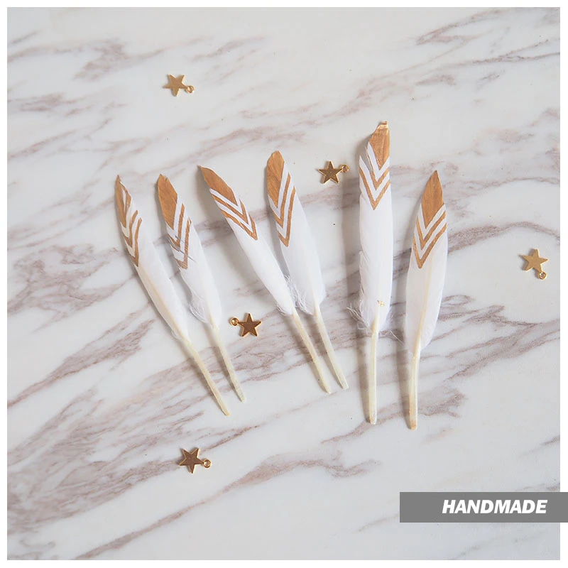 5 шт. бронзовые полосы перья для поделок украшение в виде павлина золотые гусиные