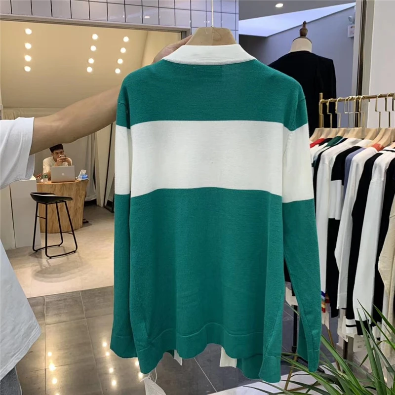 

Men's casual button slim luxury cardigan high quality v-neck striped sweater autumn and winter innovative brand coat