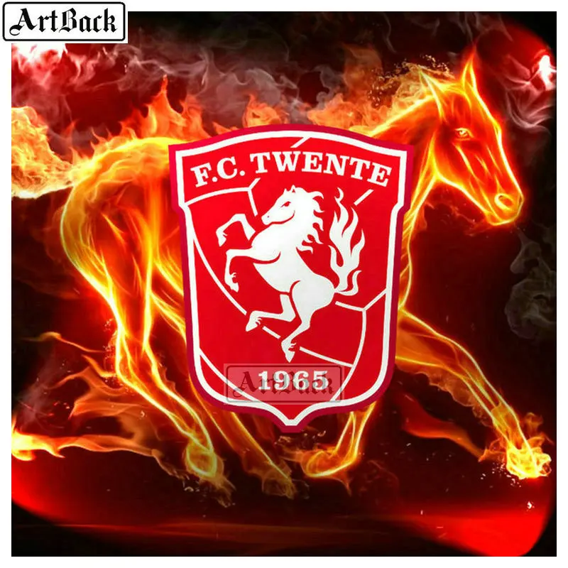 5d алмазная картина огненная лошадь футбольный значок полный квадрат/круглая