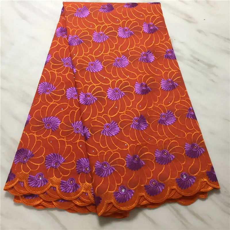 

Latest African dry Lace Fabric 2020 High Quality Nigerian French Pure Cotton Embroidery Swiss voile Lace Fabrics for Party dress