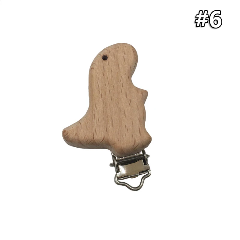Wooden Clips 6 1 шт. детские деревянные погремушки из натурального бука, клипсы для соски, Мультяшные животные, соска, цепочка, аксессуар, зубной прорезыватель для малышей - Цвет: Wooden Clips 6