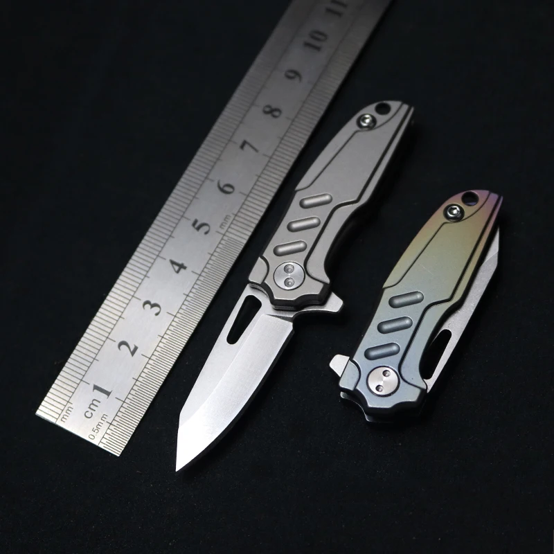 Титановый мини острый нож Портативный складной Фруктовый брелок подшипник