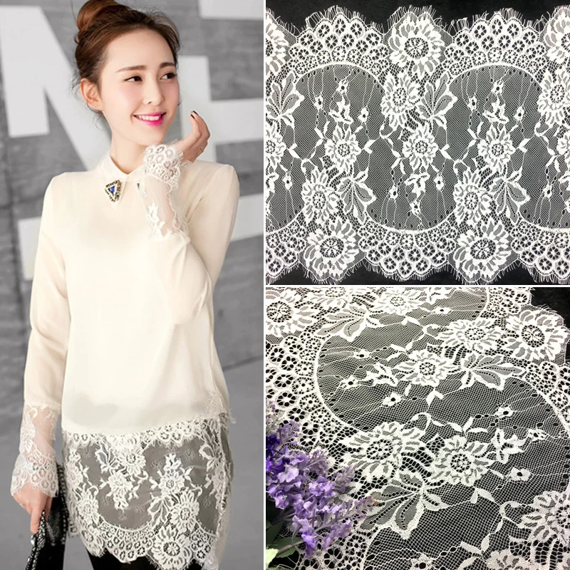 3 м/лот белые черные ресницы кружевная отделка ткань цветок ширина/34 5 см