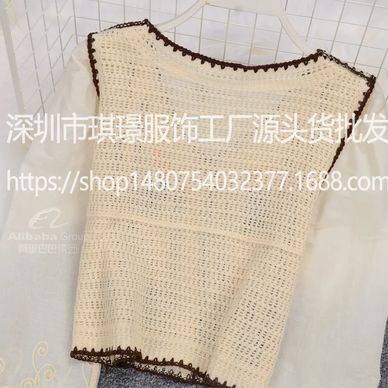 

Women's Vest knitted short cardigan with spring and autumn thin embroidered top and sweater jacket jacket jacket