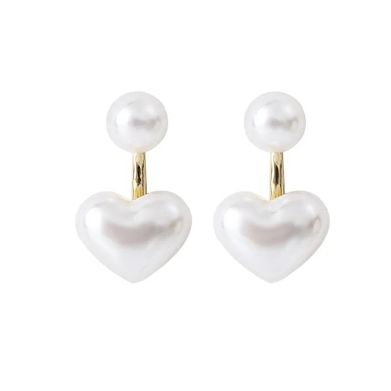 

BBR-3 S925 Silver Needle Korean Simple Little Love Pearl Girl Net Red Temperament Stud Earrings Birthday Gift