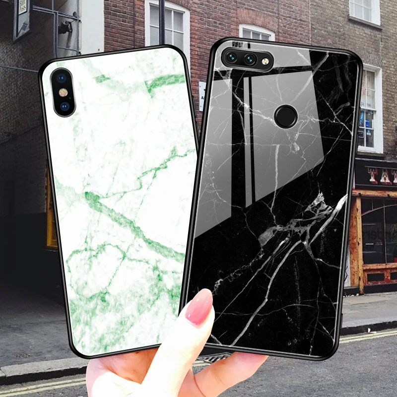 Мраморный чехол из закаленного стекла для Xiaomi Redmi Note8 7 5 6 Pro Pocophone F1 Mi8 A2 Lite 6X 5X Mi9 SE 9 t