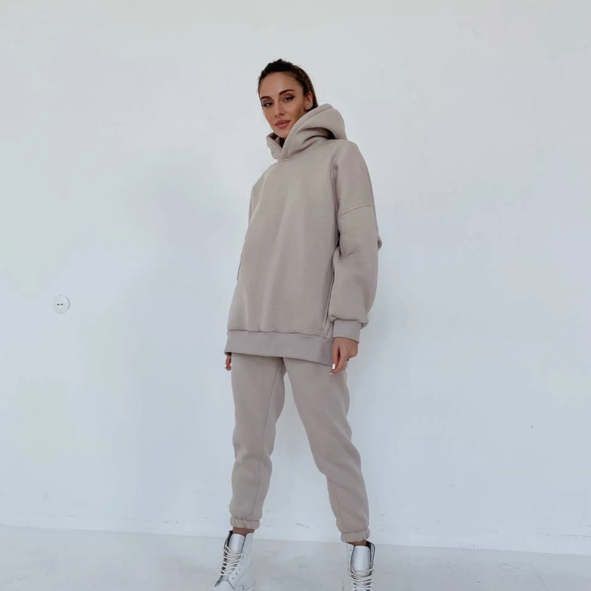 Oversized Women 2 Pieces Sweatsuits 2021 Fashion Hooded Sweatshirt Loose Sweatpants Sports Joggers Sets Autumn Tracksuit |