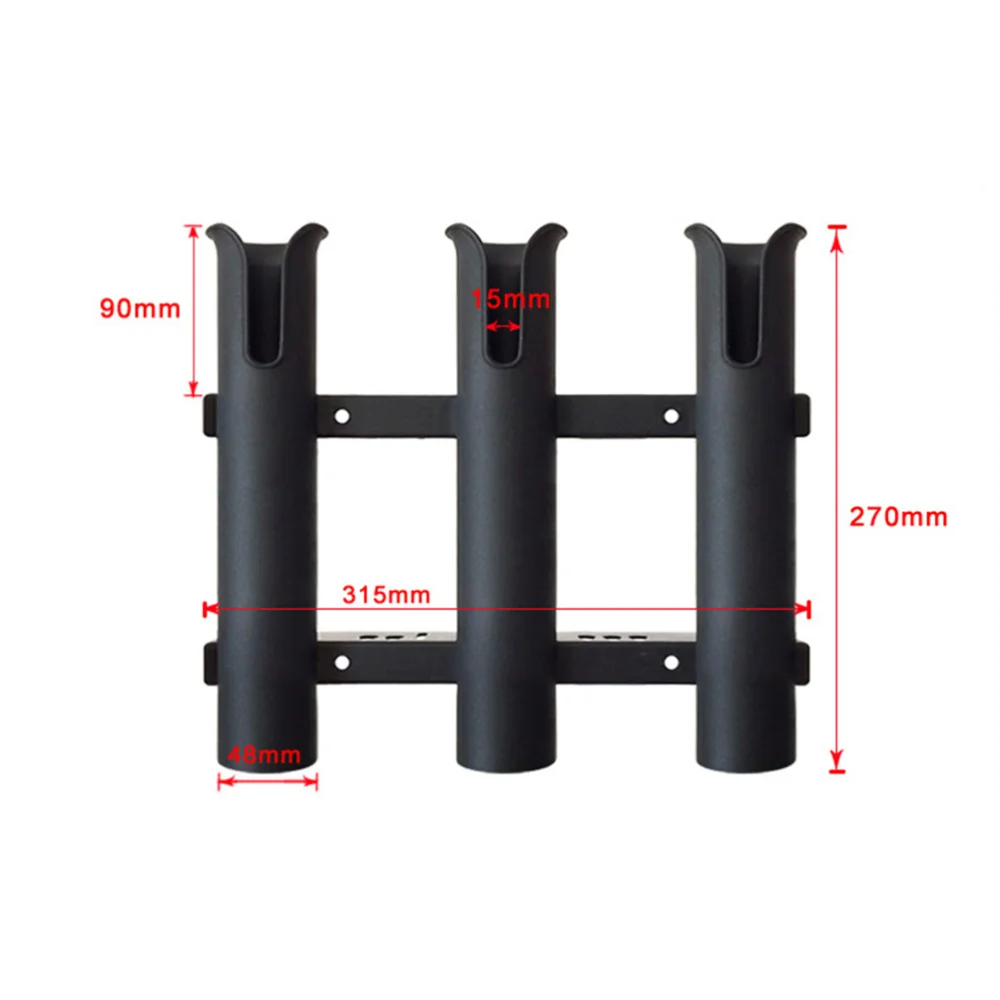 

1Pcs 48mm Fishing Rod Holder Marine Stainless Steel Triple Rows Yacht Sea Fishing Rod Accessories Boat Fishing Rod Bracket(Black