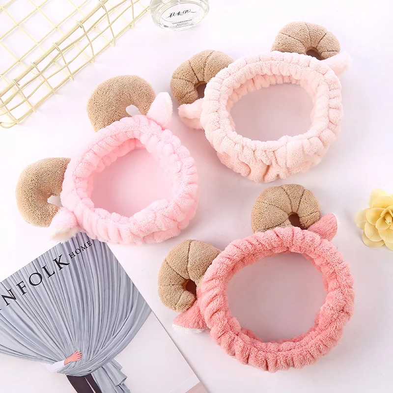 Милая эластичная повязка на голову с овечьим Рогом Женская для волос девочек