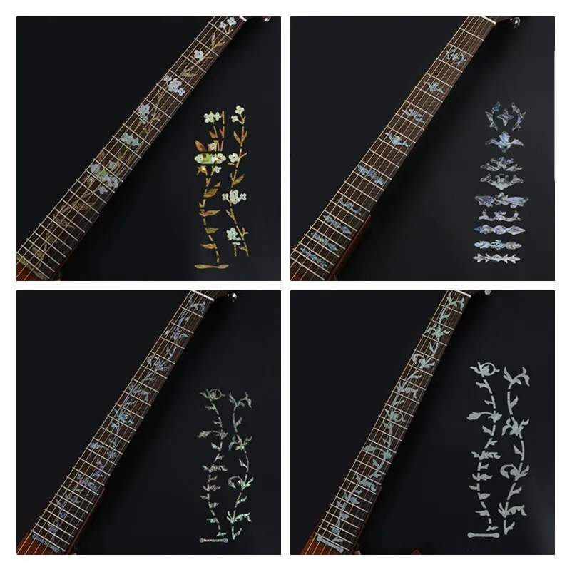 28 stile kreuz inlay decals griffbrett aufkleber für elektrische akustische gitarre bass ultra dünne aufkleber ukulele guitarra zubehör