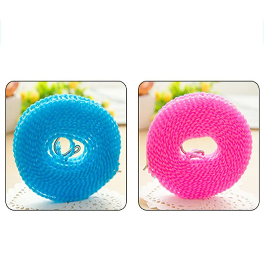 Non-slip Drying Clothes Hanger Rope Windproof Nylon Clothesline Washing Line With Metal Hook Laundry | Дом и сад