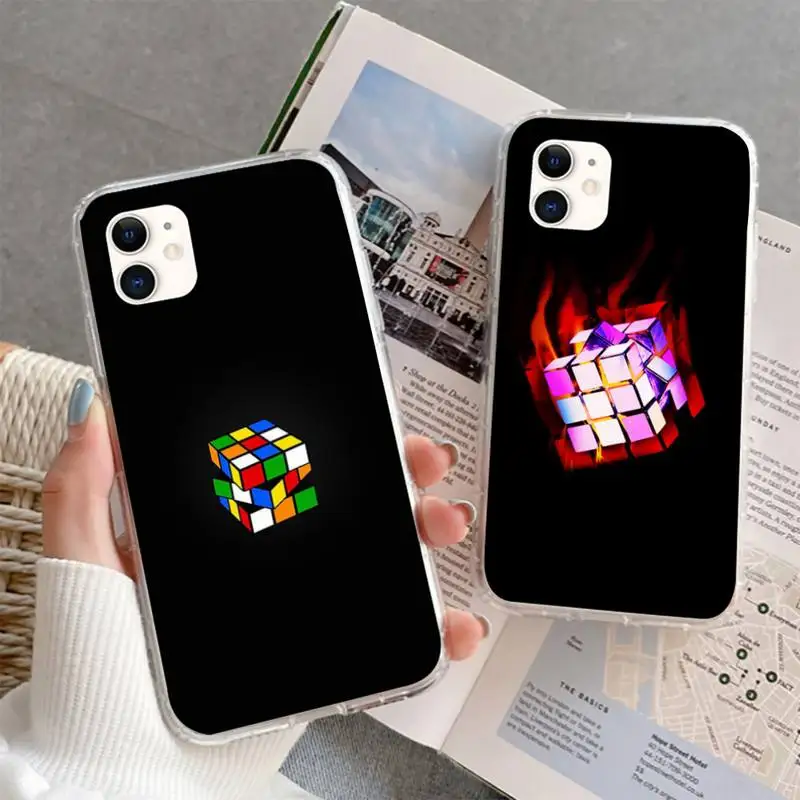 

rubik's cube Phone Case For iphone 5s 6 7 8 11 12 plus xsmax xr pro mini se soft Transparent Cover Fundas Coque