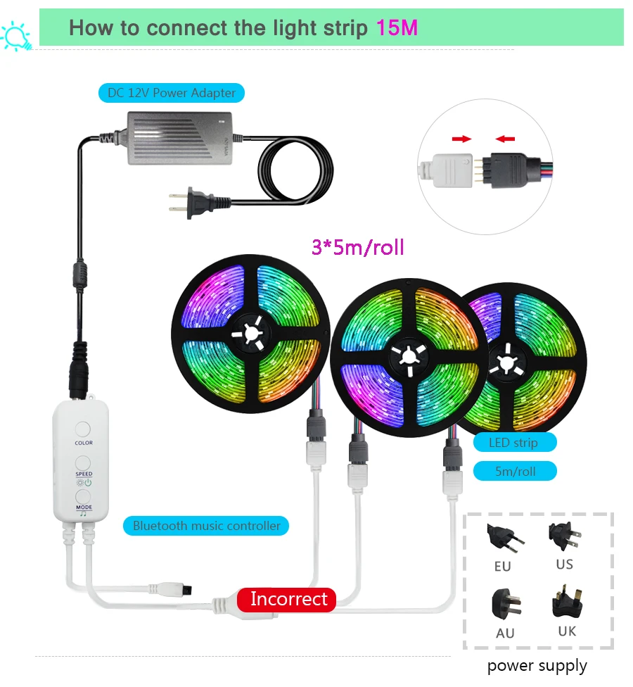 Светодиодный ленточный светильник Bluetooth музыка и Wifi контроллер 5 м 10 15 SMD5050 2835