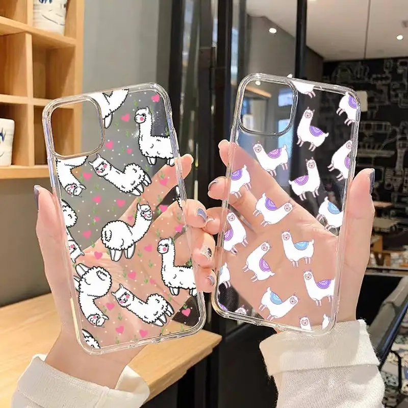 

Alpaca animal cute cartoon Phone Case Transparent for iPhone 7 8 11 12 13 mini pro X XS XR MAX Plus