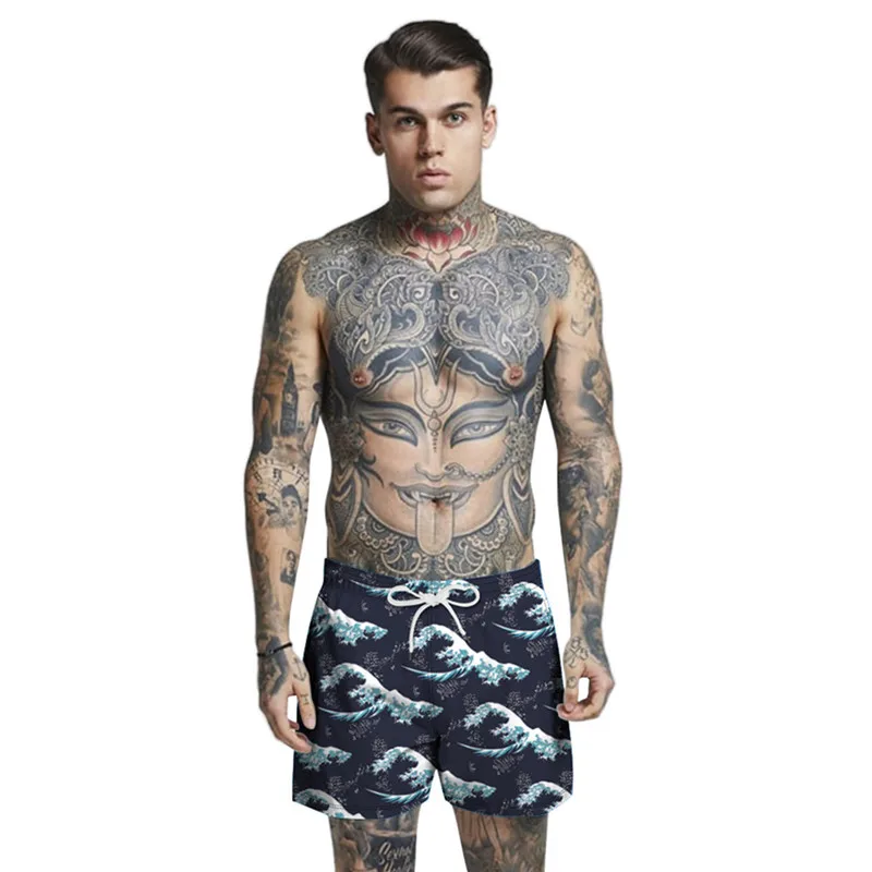 

Summer Fashion New Men Shorts Elastic Waist Mens Swimming Shorts High Street Printed Shorts for 2021 Men Casual Shorts