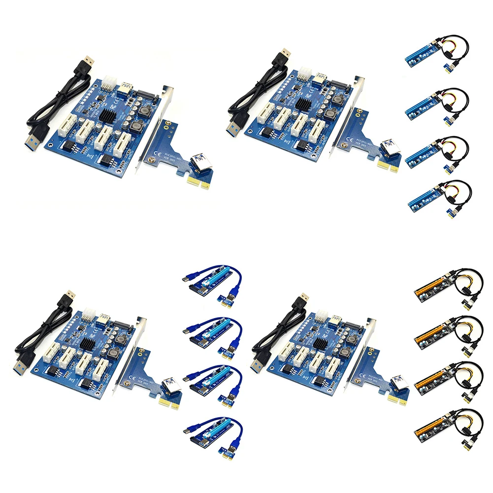 

Плата расширения PCI-E X1-PCI-E X16, адаптер с 1 на 4 порта PCI Express, усилитель переключателя USB 3,0, переходная карта для Windows 7, 8, 10