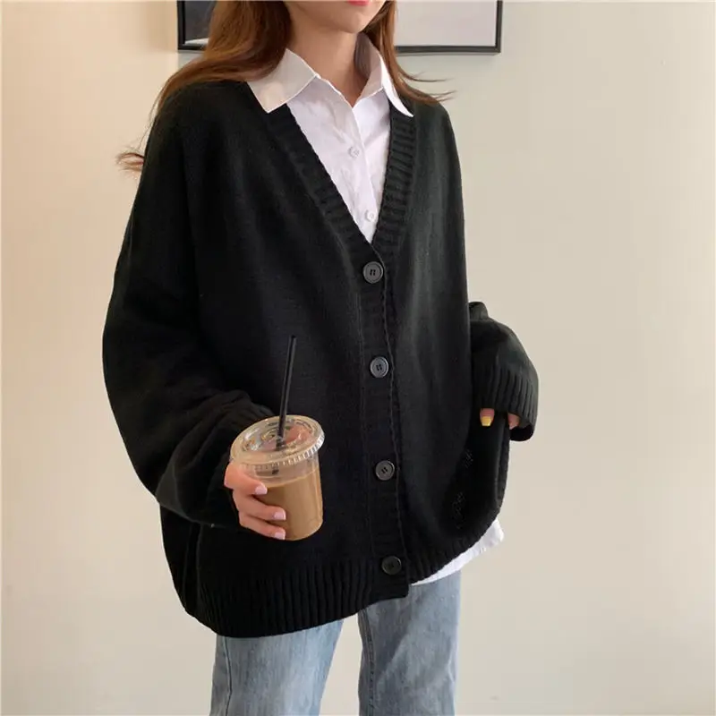

Woman Sweaters Cardigan Coat Women's Loose Button Knitted Cardigan Women's Top Loose V-neck Sweater