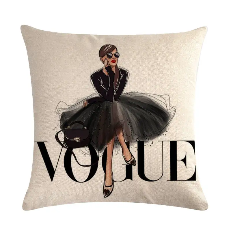 Декоративные подушки, чехол Vogue, для девочек, красивая мода, наволочка для дивана, дома, Almofadas, 45x45 см, чехол для подушки, подарки, ZY1300 - Цвет: ZY130001
