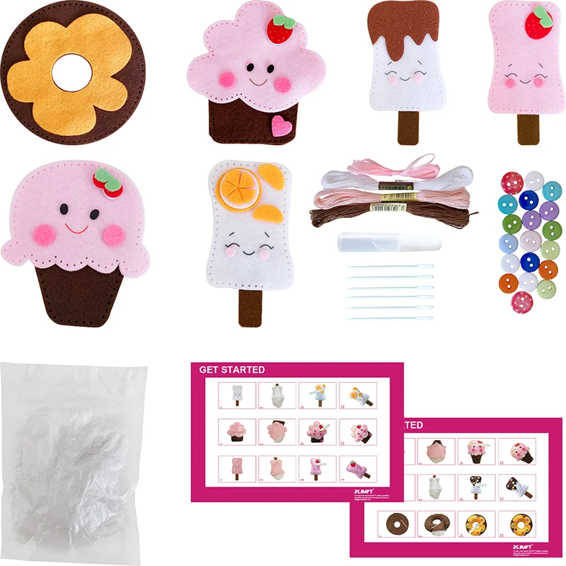 

Kids Sewing Kit:DIY Crafts Dessert ice cream Crafts for Girls and Boys Sewing Kit for Kids Art Craft Kits for Girls