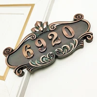 door plate imitation house number metal bronze abs plastic signs numbers stickers for hotel apartment flat address mailbox label