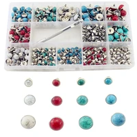 320sets mix sizes and colors brass acrylic turquoise rivets for leather studs and spikes for clothes bag belt diy accessory