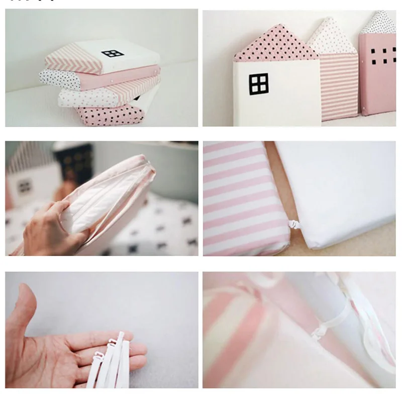 

4Pcs/Set Baby Bedding Little House Bumpers Crib Cot Newborn Kids Children Baby Bed Protector Pillow Cushion Kids Room Decoration