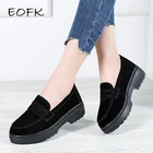 Женские замшевые мокасины EOFK, на низком квадратном каблуке, повседневные туфли без застежки, весна-осень 2020