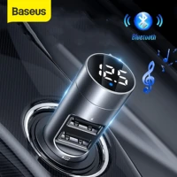 baseus 3 1a car charger bluetooth 5 0 adapter fm transmitter wireless audio receiver mobile phone charger for iphone samsung
