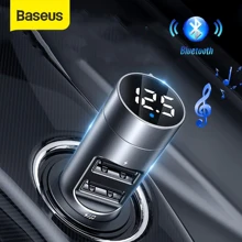 Baseus 3.1A Car Charger Bluetooth 5.0 Adapter FM Transmitter Wireless Audio Receiver Mobile Phone Charger for iPhone Samsung