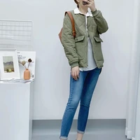 autumn winter new two sided rhombus jackets for women 2021 top loose casual round neck color contrast baseball uniform down coat