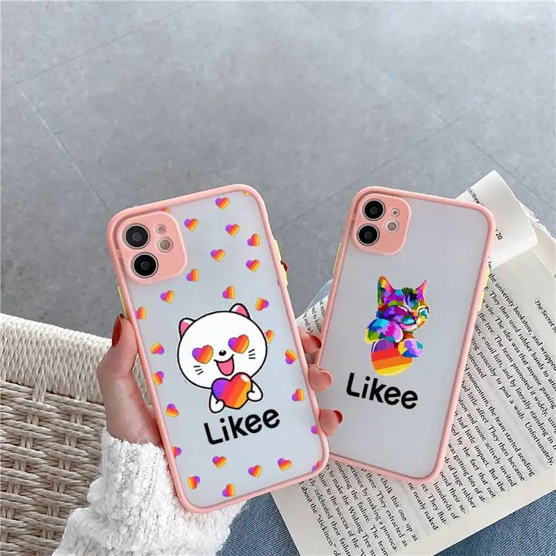 

likee Phone Case Pink matte transparent For iPhone 7 8 x xs xr 11 12 pro plus max mini Clear Funda