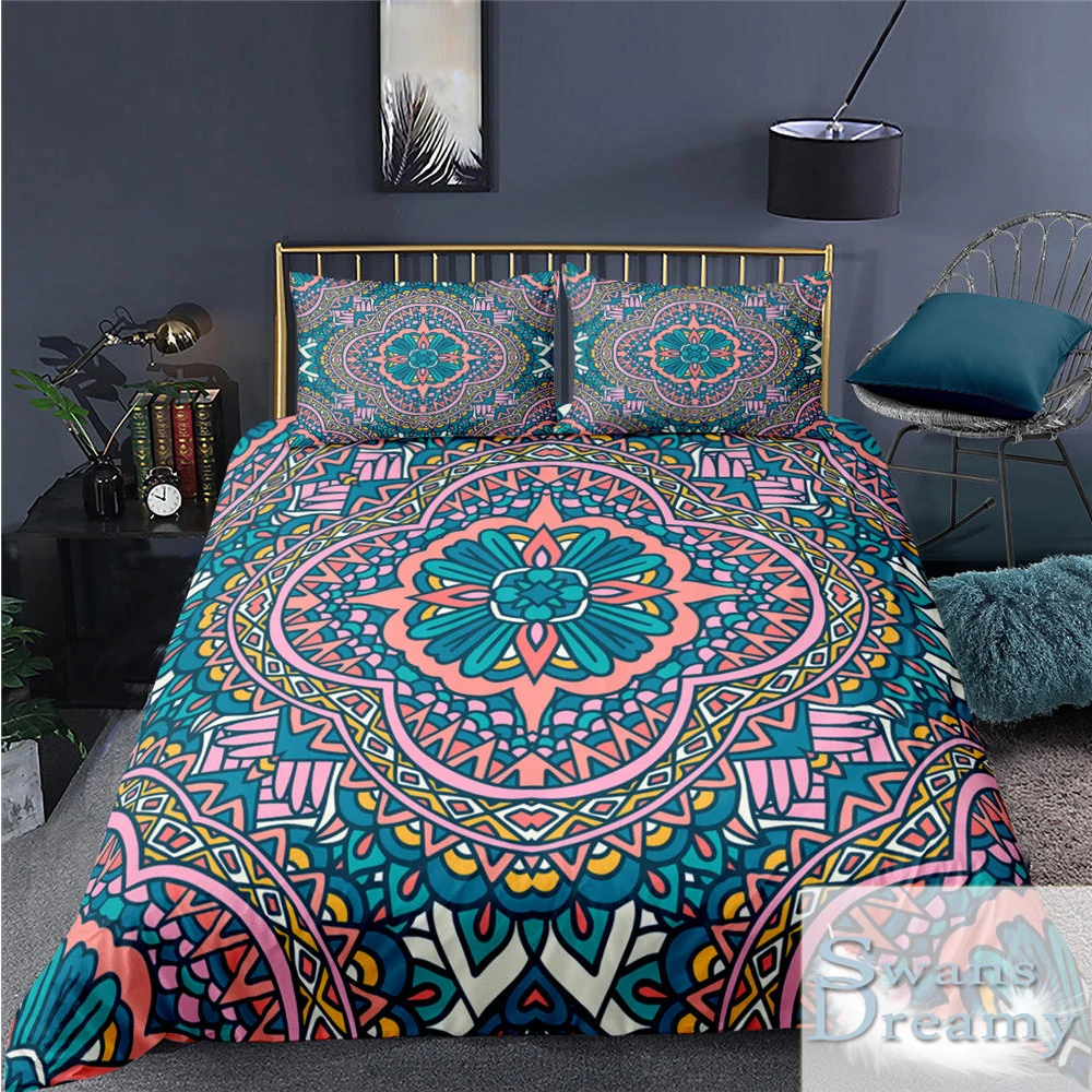 

Mandala Bohemian Printing Bedding Set Single Twin King Size Duvet Cover With Pillowcase For Home For Adults Kids Double Bed Set