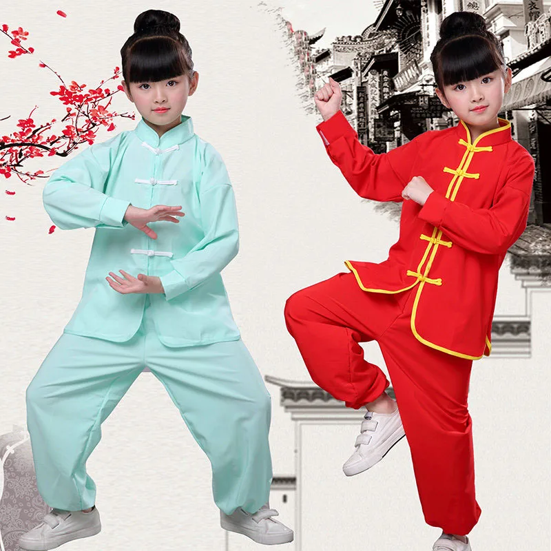 USHINE 100-180 см Taichi Униформа хлопок 6 цветов Высокое качество Wushu kungfu одежда для детей