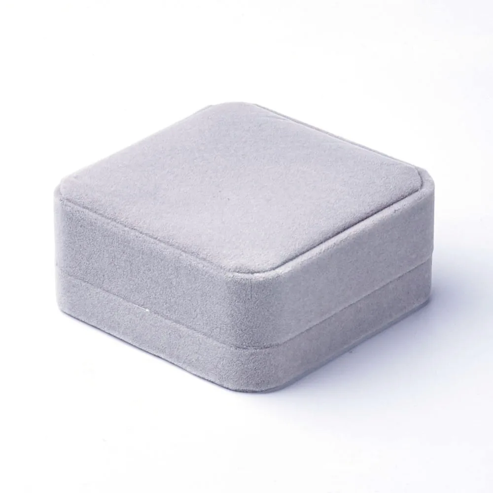 

Square Portable Velvet Jewelry Gift Boxes for Girl Bangle Bracelet Ring Earrings Necklace Jewellery Storage Case Light Grey