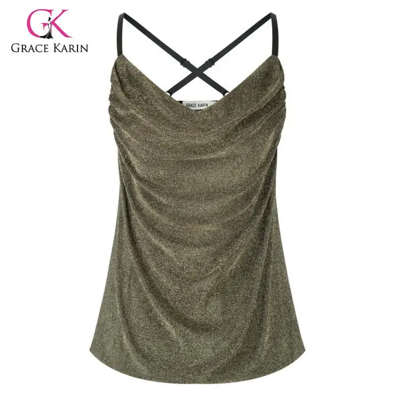 Женский топ без рукавов Grace Karin летний пикантный из металлической пряжи с