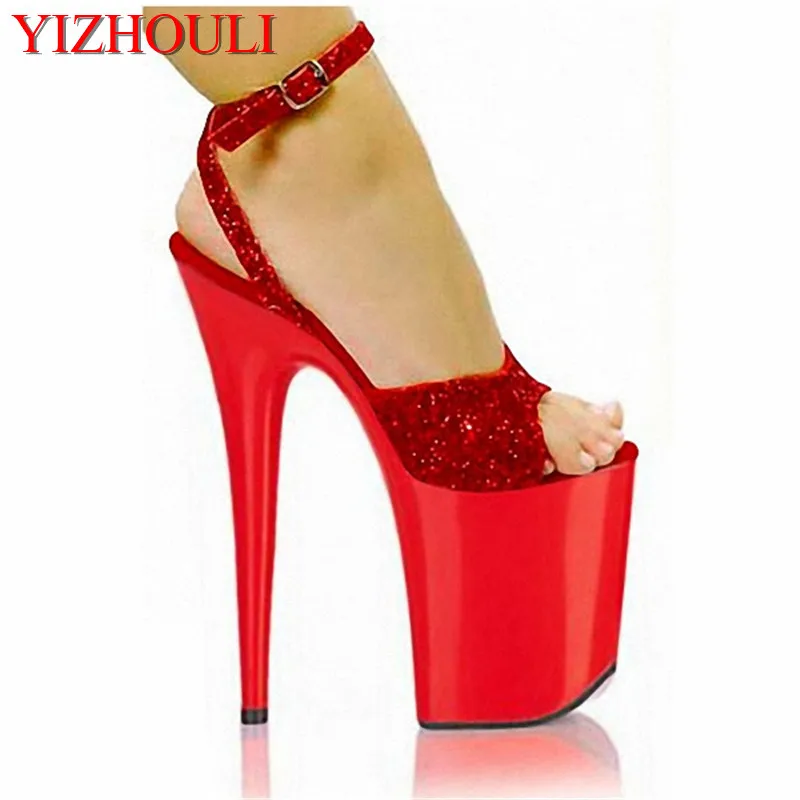 Summer large shoes sequins vamp banquet 20 cm stiletto heels, 8 inches dancing shoes, stage pole dancing shoes