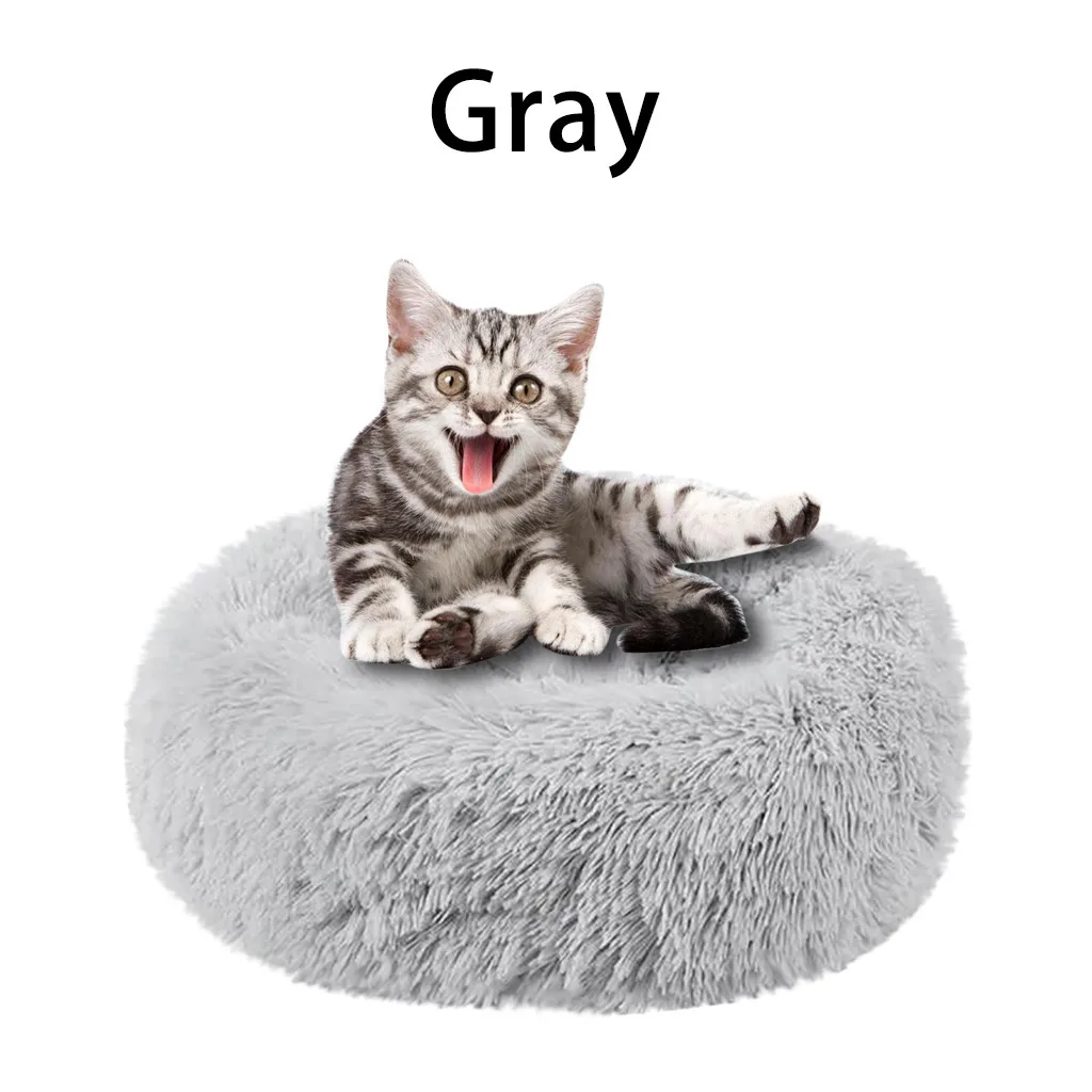 Круглая кровать для кошки собаки теплый спальный мешок длинный плюшевый мягкий