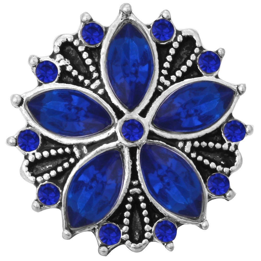 6 шт./лот кнопки-застежки ювелирные изделия с темно-синими стразами цветы кнопки