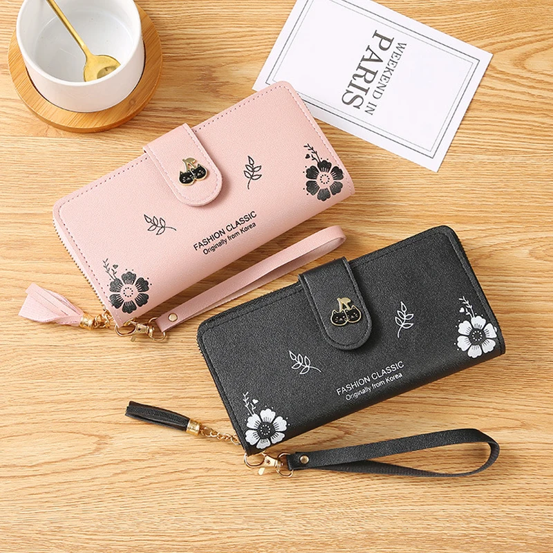 

New Arrival Women's Small Fresh Lovely Long Wallet Fashion PU Leather Buckle & Zipper Clutch Money Bag Coin Purse Card Holder