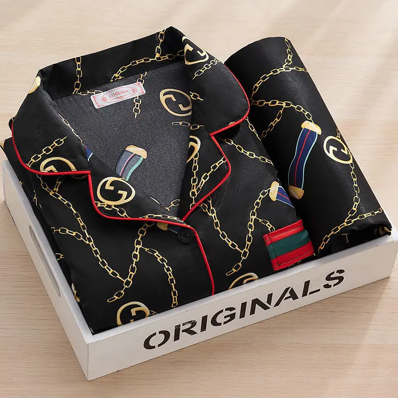 

2021 Pajamas For Women Silk Satin Suit Female Casual Pijama Mujer Autumn Suit Female Couple Pajamas Summer pijama hombre 5XL
