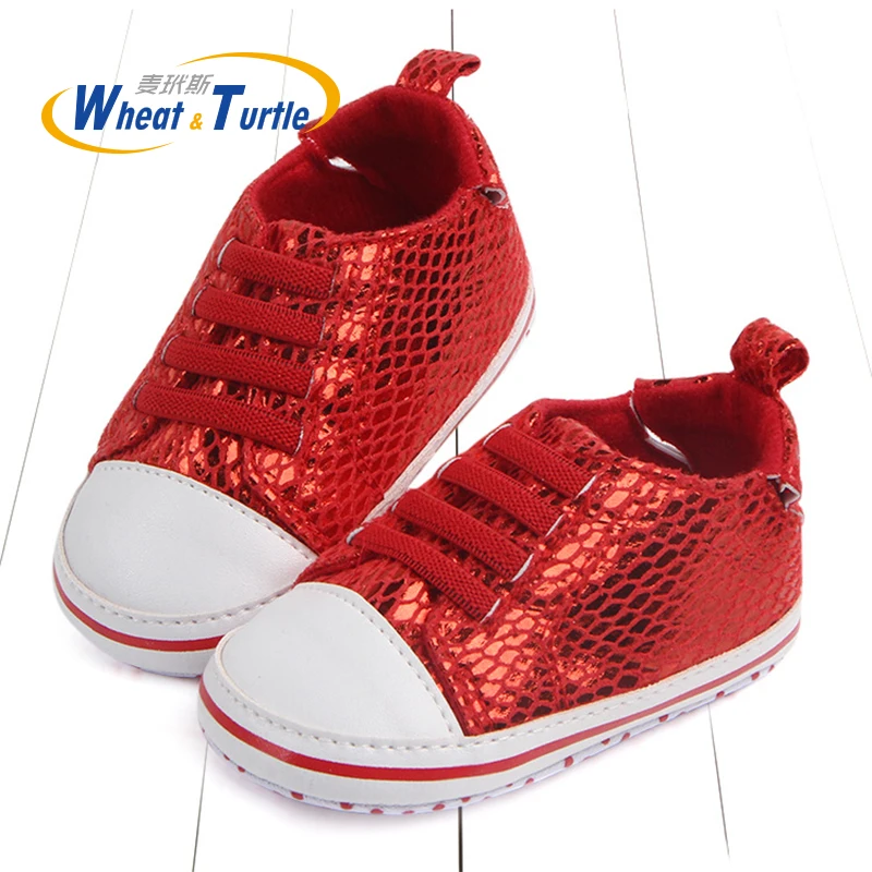 Mother Kids Autumn Spring Unisex Newborn Baby First Walkers Sneakers Lace-Up Mesh Sequins Soft Non-Slip Prewalker Toddler Shoes