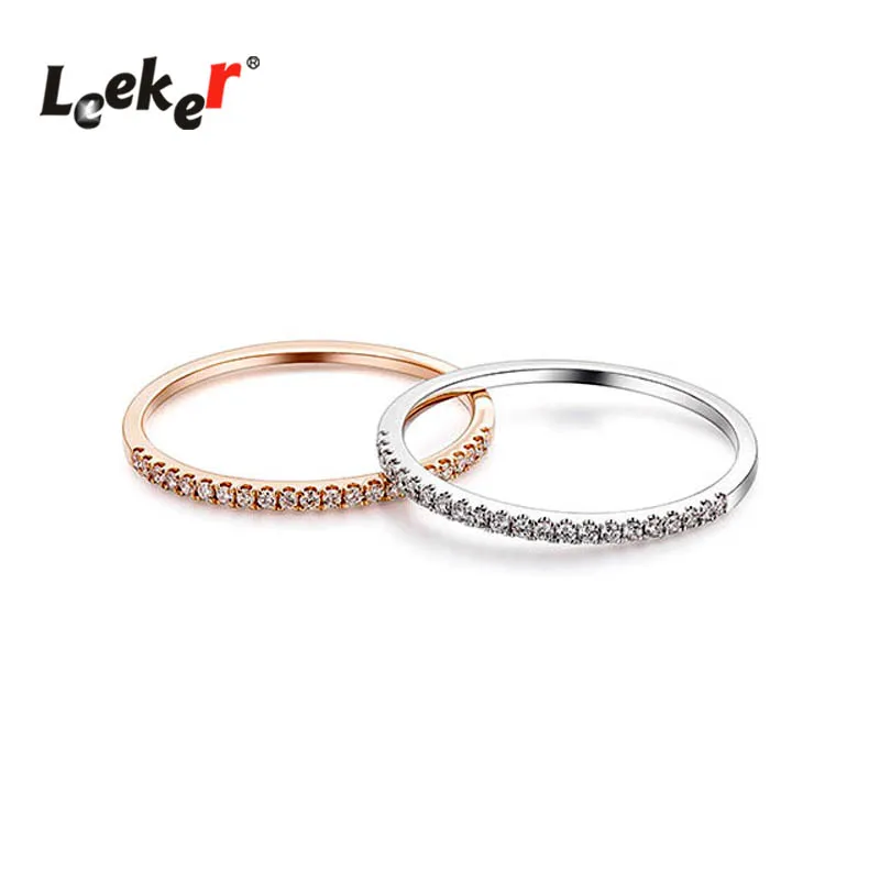 LEEKER крошечные Кристальные однорядные кольца для женщин цвета розового золота