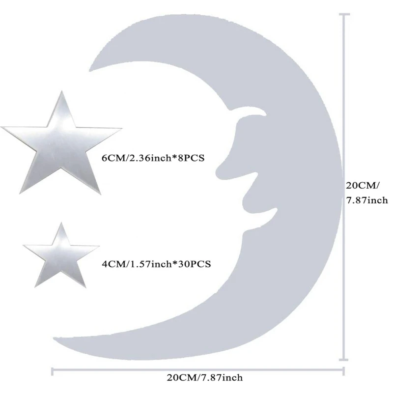 Акриловая зеркальная Экологичная Наклейка на стену со звездами съемная наклейка